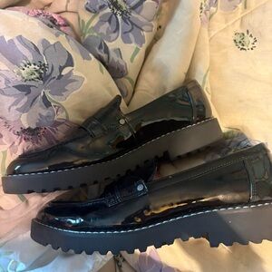 Franco Sarto Black Patent Loafers